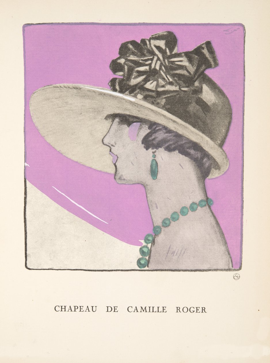 Chapeau de Camille Roger, divatlapok gyűjteményéből alkotó: French School