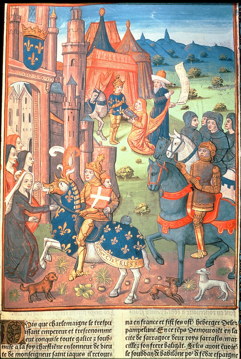 Nagy Károly paladinjaival (kíséretének lovagjaival) (vellum) alkotó: French School