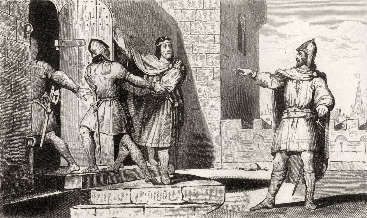 III. Károly (879-929), az Egyszerű, egyik katonája fogságba esett Colart „Histoire de France” című művéből, 1840 körül. alkotó: French School