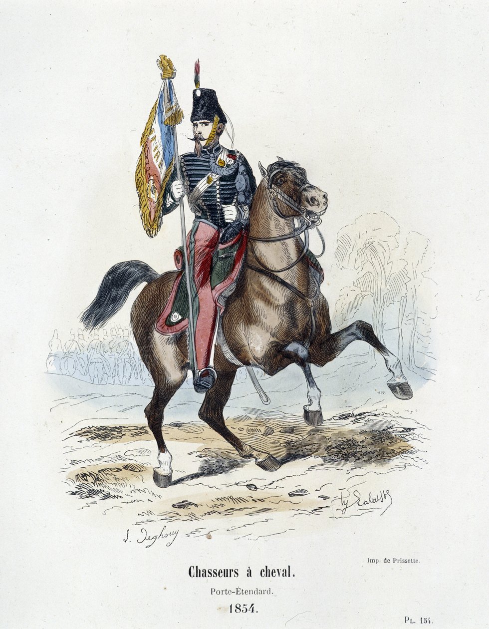 Vadászok lóháton: Porte – Standard 1854-ben – A. Barbier „” Histoire de l