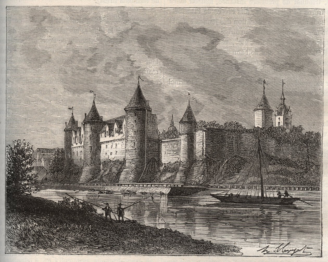 Chateau de Josselin - Morbihan en Bretagne - metszet a „La France illustree: földrajz, történelem, statisztikai igazgatás” könyvében, V.A. Maláta-barna. 1884 alkotó: French School