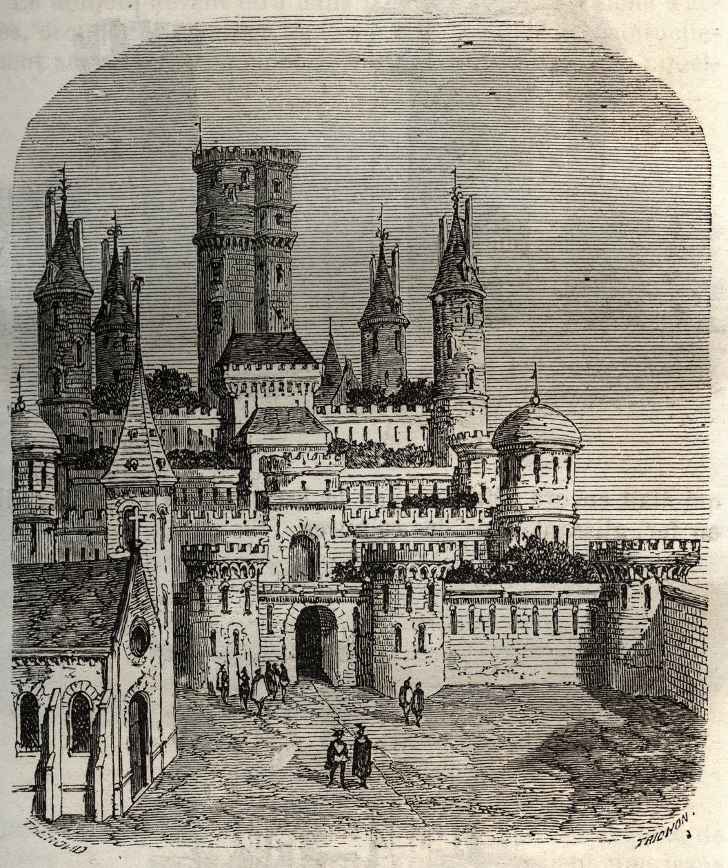 Chateau de Montlhery – várkastély Montlhery községben, Hurepoix ősi vidékén – Victor Duruy (1811-1894) metszet a „Histoire de France”-ba – 1882 alkotó: French School