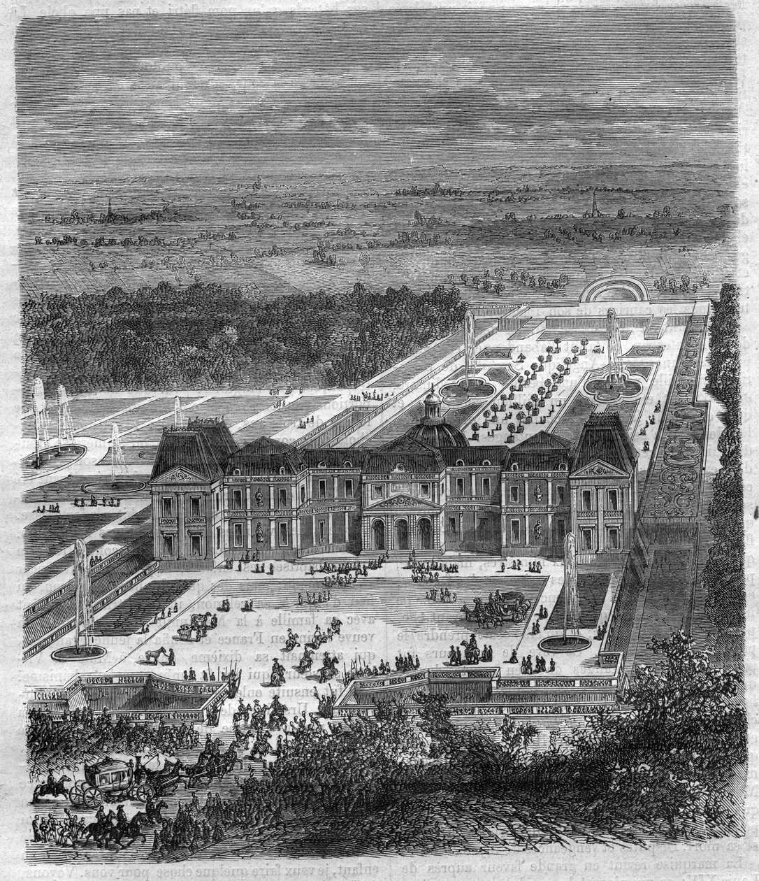 A Chateau de Vaux Le Vicomte (Vaux-Le-Vicomte) Nicolas Fouquet (1615-1680), de Melun vikomt és XIV. Lajos de Vaux pénzügyfelügyelője. Metszet a „Pápák-királyok-királynők és császárok története az évszázadokon keresztül” című könyvébe, Maurice Lachatre alkotó: French School