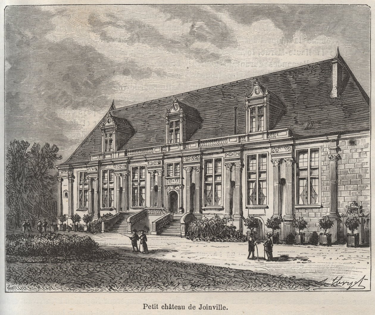 Chateau du Grand Jardin, Joinville - Haute-Marne - metszet a „La France illustree: földrajz, történelem, statisztikai igazgatás” című könyvében, V.A. Maláta-barna. 1884 alkotó: French School