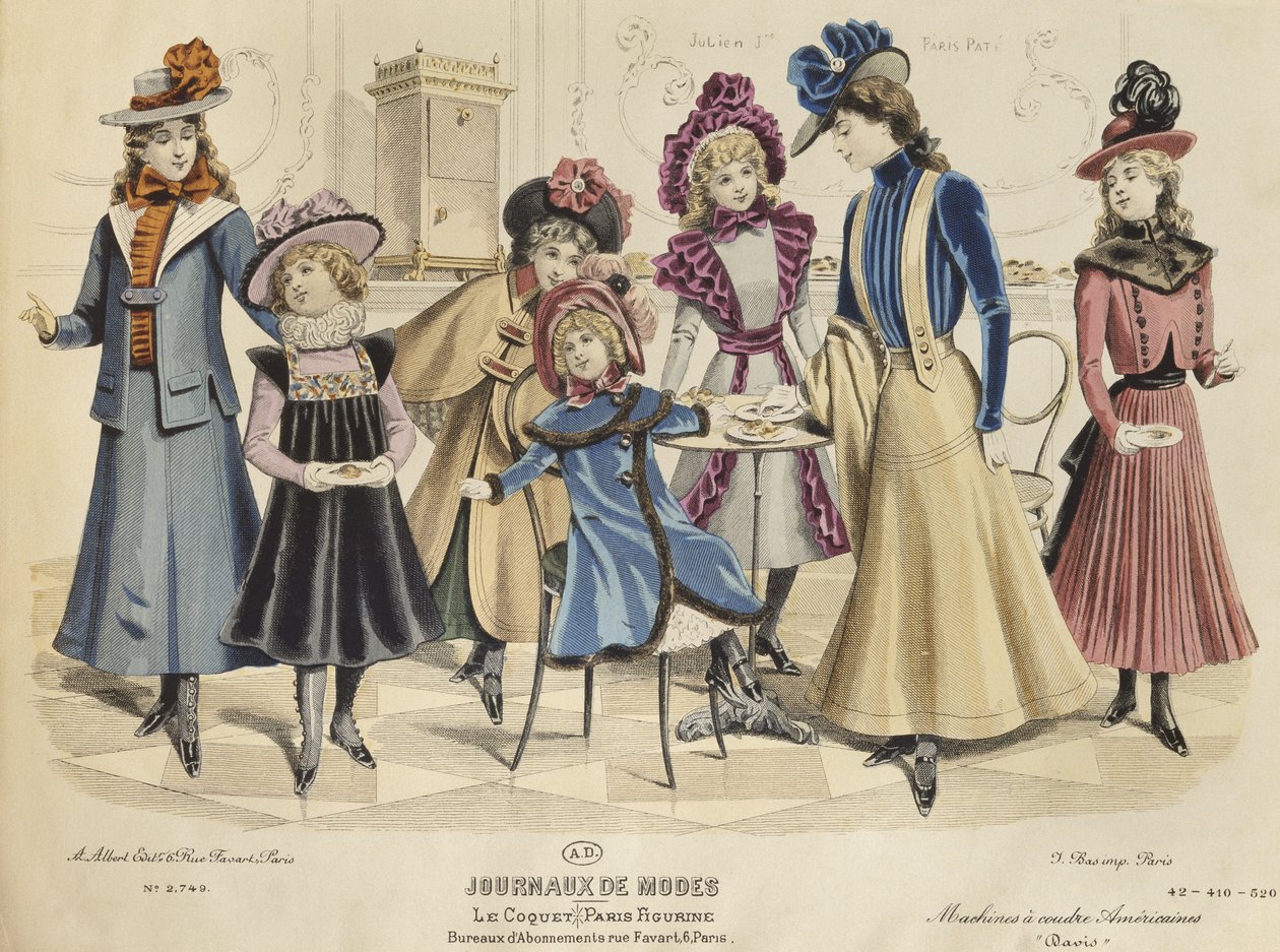 Gyermek jelmezek, illusztráció a Journaux de Mode-ból, 1898. október (színes metszet) alkotó: French School