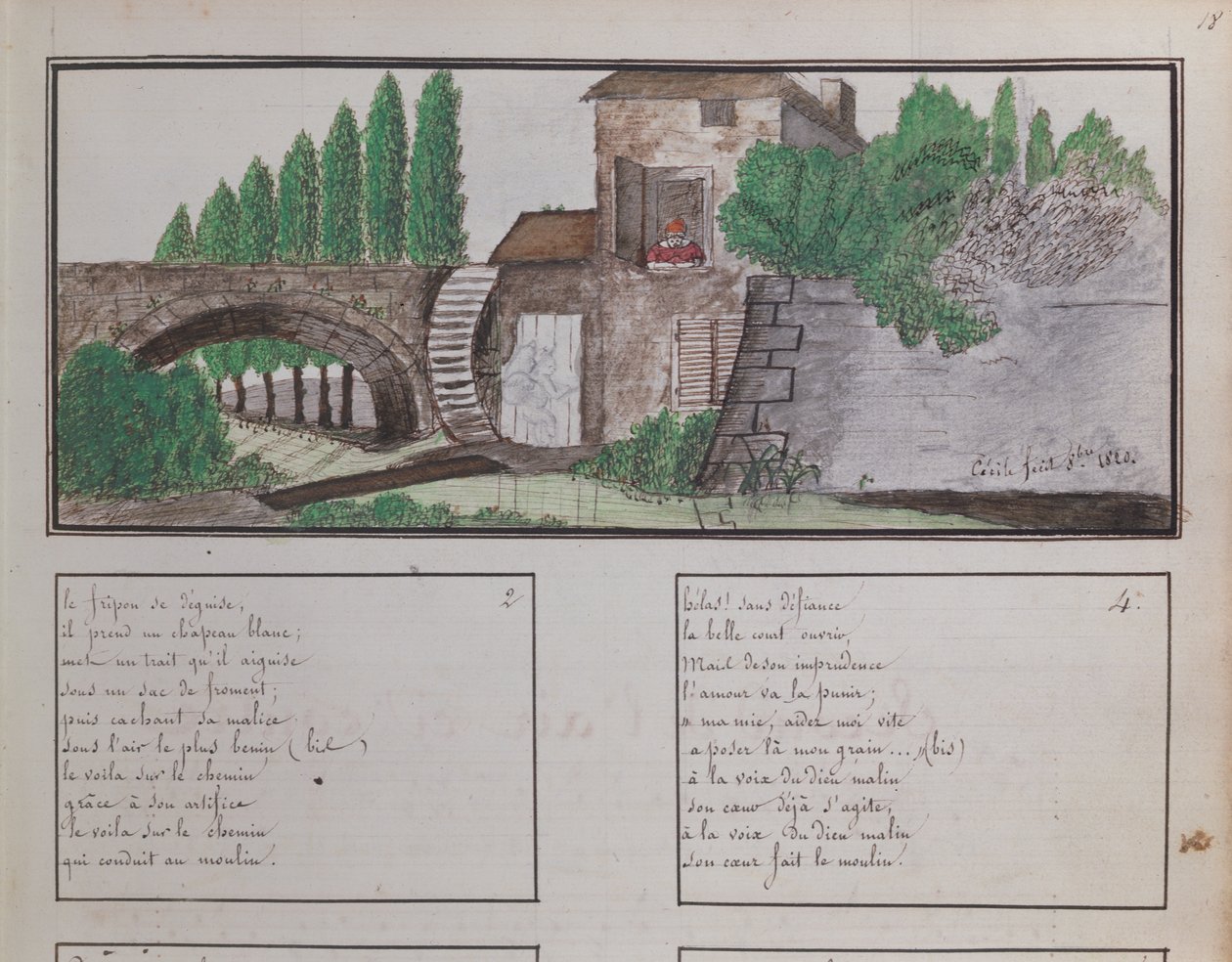 Childs vázlat egy vízimalomról, 1820 (kréta és wc) alkotó: French School