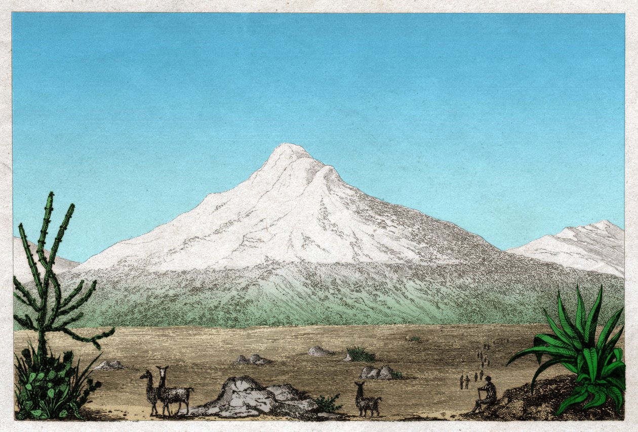Chimborazo vulkán. (metszet, kb. 1840) alkotó: French School