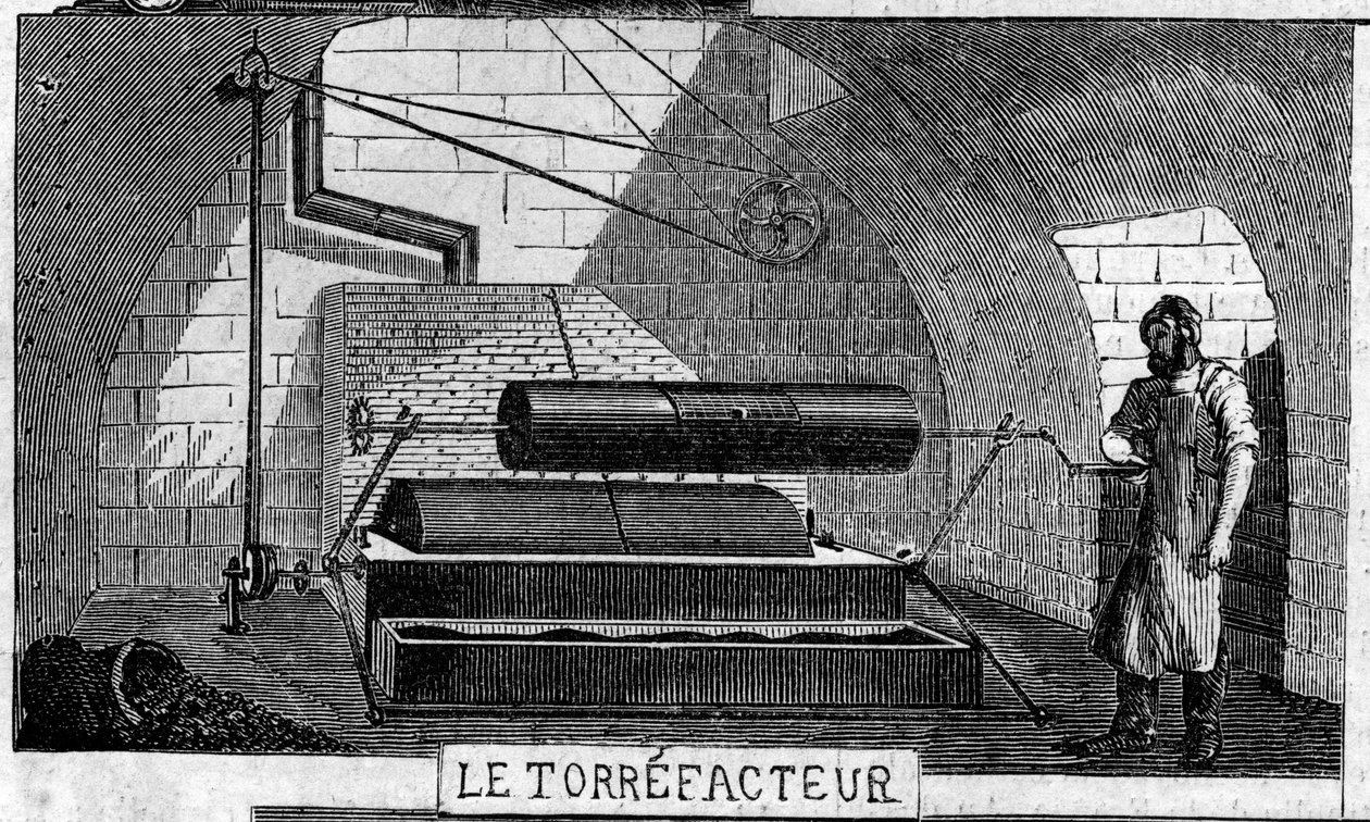 Csokoládékészítés: a torrefaktor. Usine de M. Masson, Párizs alkotó: French School