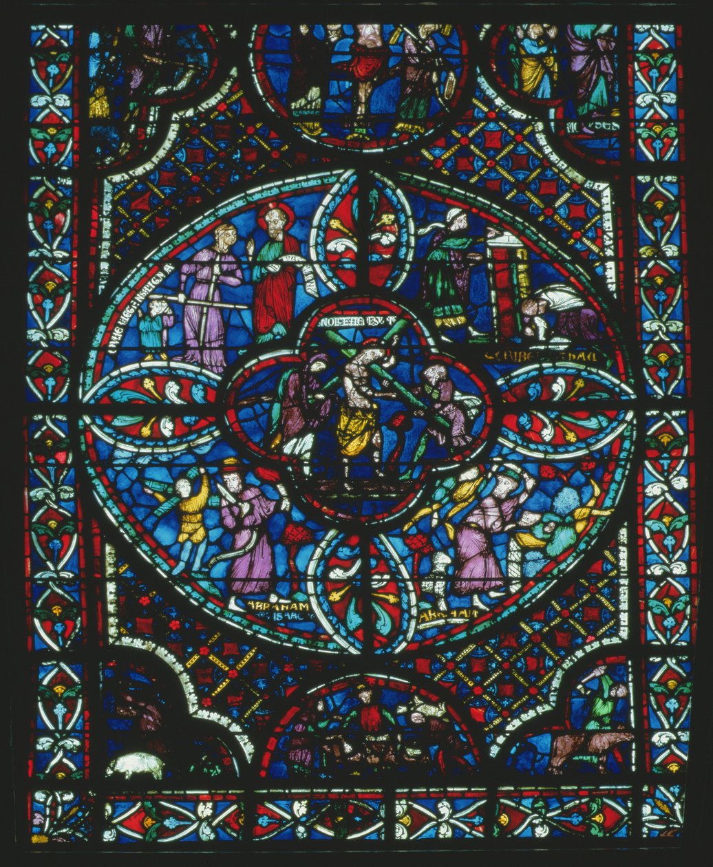 A keresztet hordozó Krisztus, részlet az utolsó ítéletet ábrázoló lándzsás ablakból (lásd: 222515) alkotó: French School
