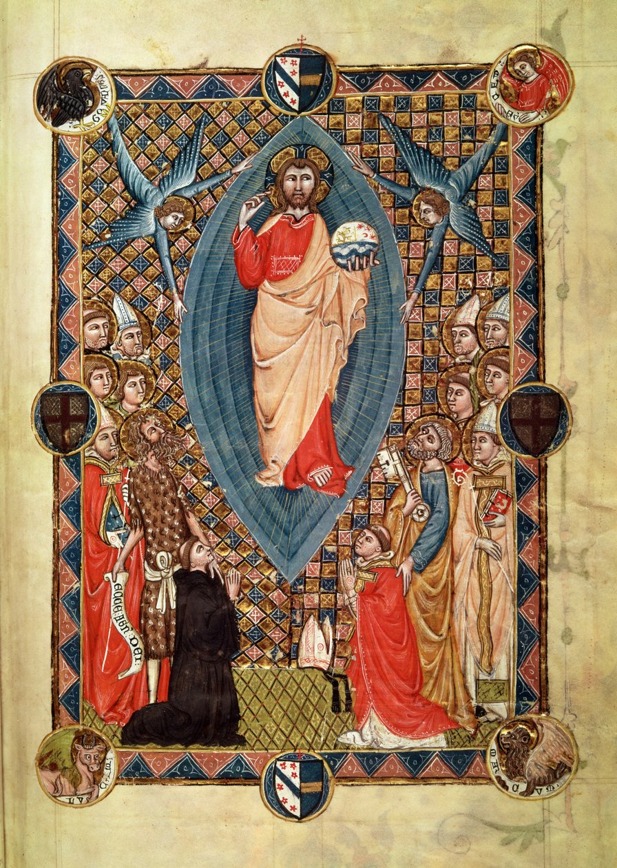 Krisztus felségben a szentekkel, Pierre de la Jugie püspök pápaságából, 1350 alkotó: French School