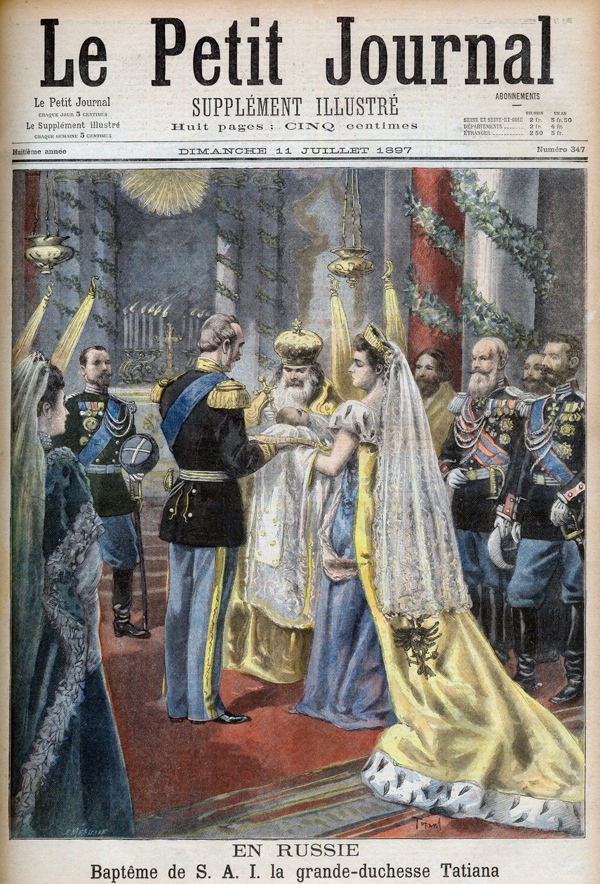Tatiana orosz nagyhercegnő keresztelője, illusztráció a Le Petit Journal számára alkotó: French School