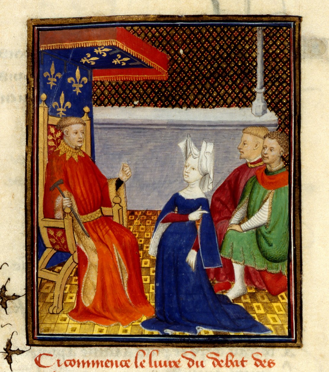 Christine Louis d’Orléans-hoz szól, MS Harley 4431, f.58v, Franciaország, c.1410-14 (szín pergamenen) alkotó: French School
