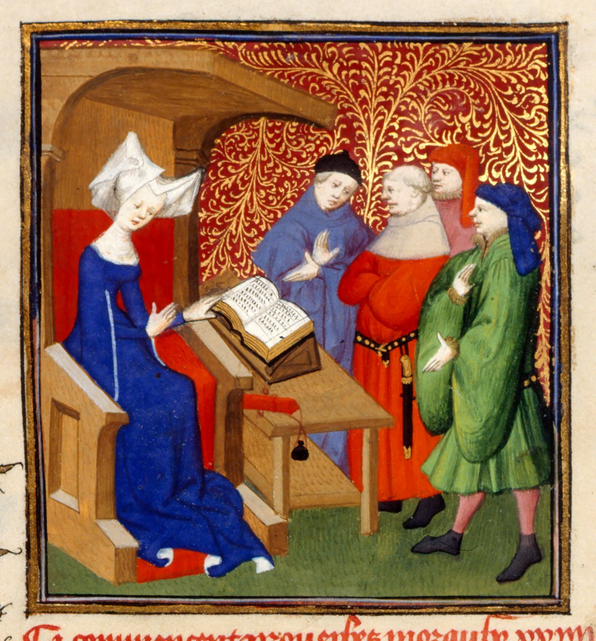 Christine oktató, MS Harley 4431, f.259v, Franciaország, c.1410-14 (szín pergamenen) alkotó: French School