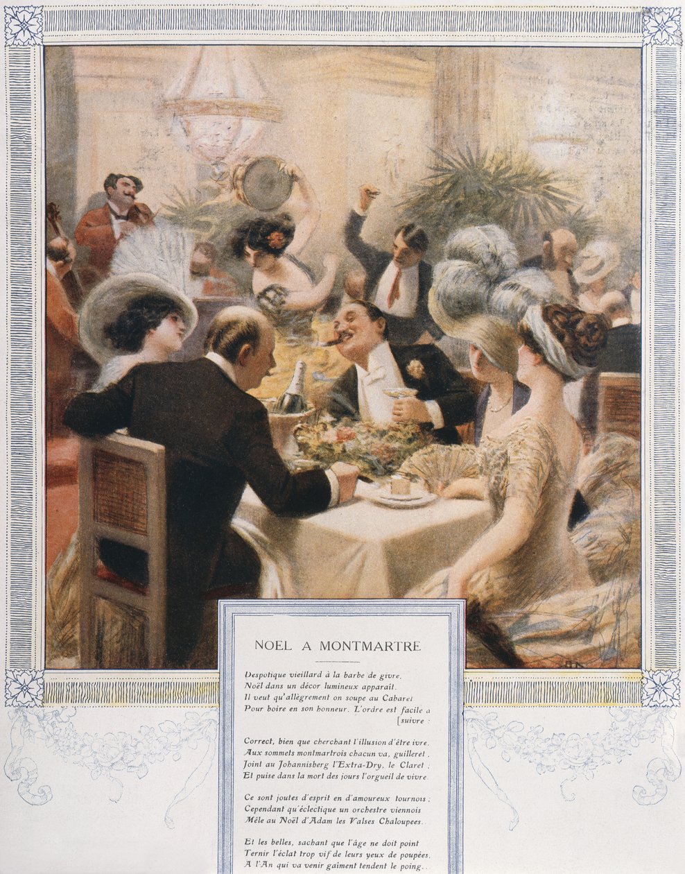 Karácsony Montmartre-ban, Szenteste vacsora egy luxus étteremben, 1900 körül alkotó: French School