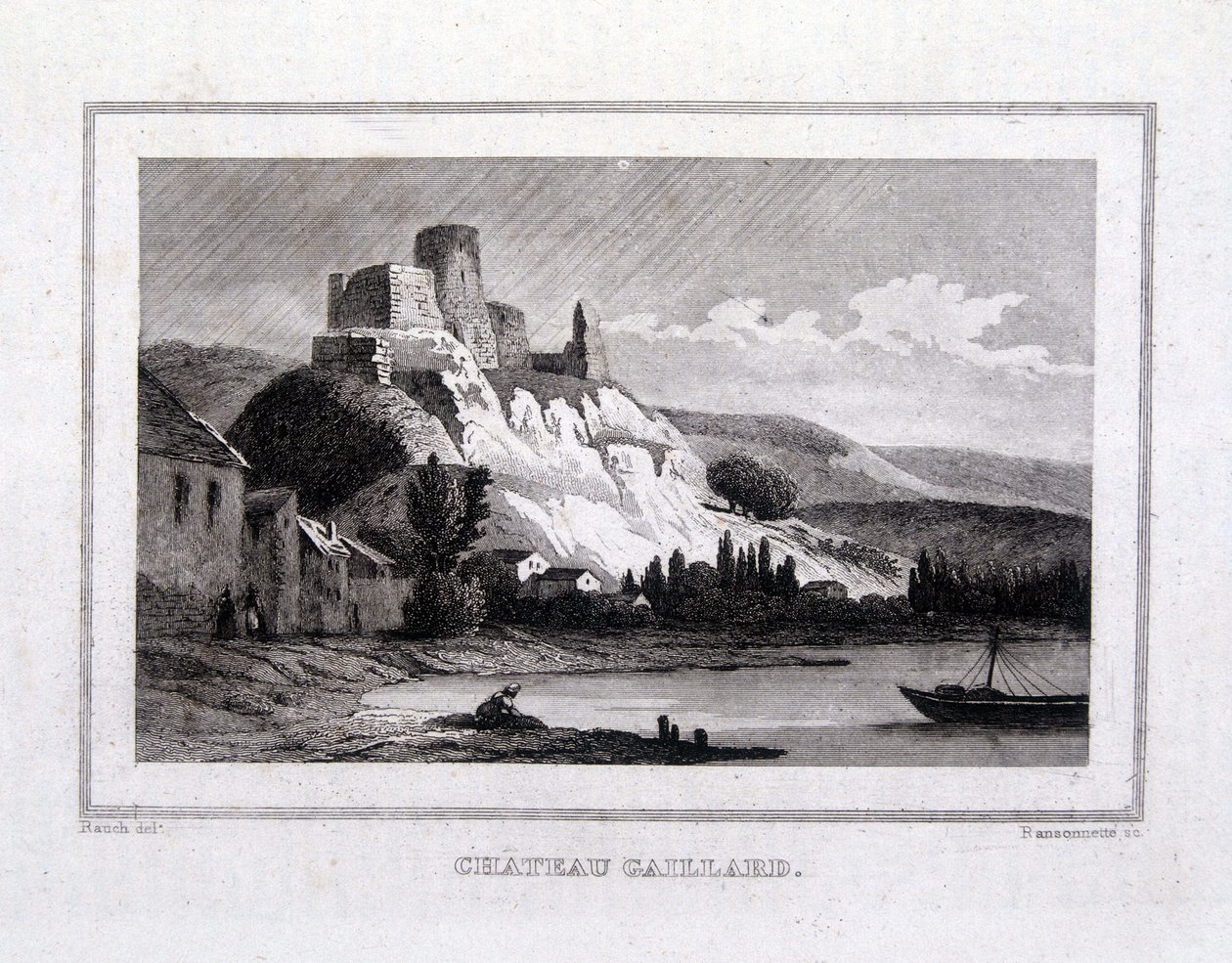 Château Gaillard a Szajna felől nézve - Metszet alkotó: French School