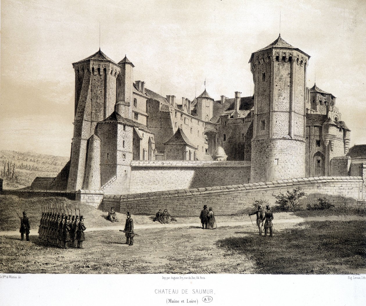 Saumur kastély (Maine et Loire) - litográfia alkotó: French School