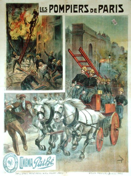 „Les Pompiers de Paris” moziplakát, 1914 előtt (színes litó) alkotó: French School