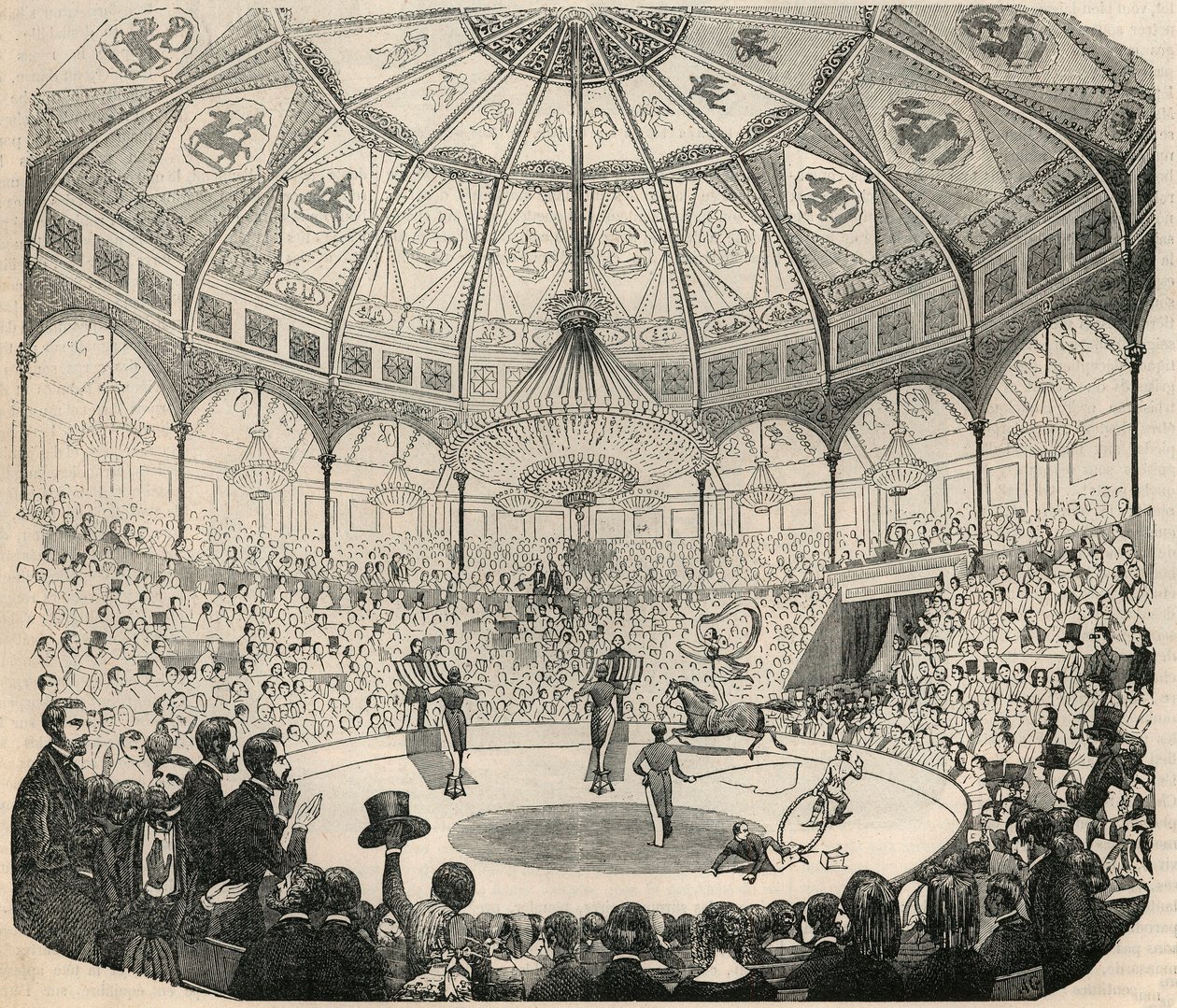 Cirque national des Champs Elysees a 19. században – Edmond Texier metszete „Tableau-de-Paris”-ban, 1852 alkotó: French School