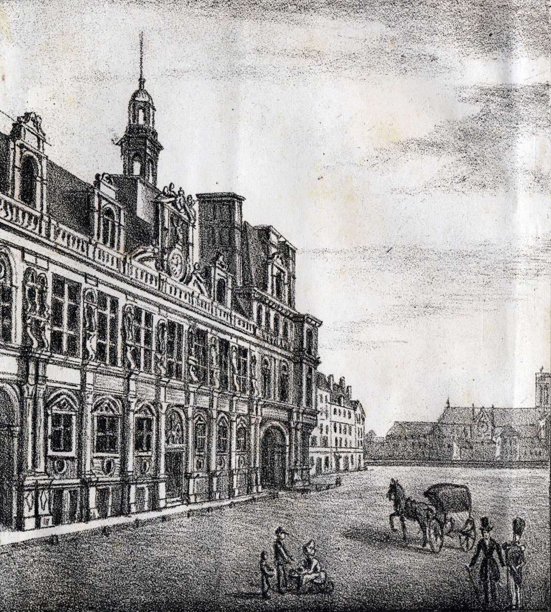 Városháza - "Alphabet Picturesque des Monumens de Paris" 1840 körül (metszet) alkotó: French School