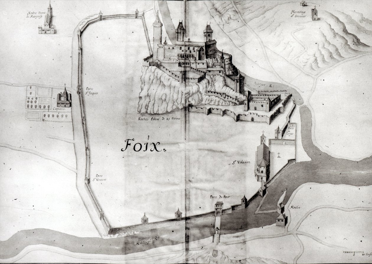 Foix városa, a Grand Atlasból, 17. század eleje (wc papíron) alkotó: French School