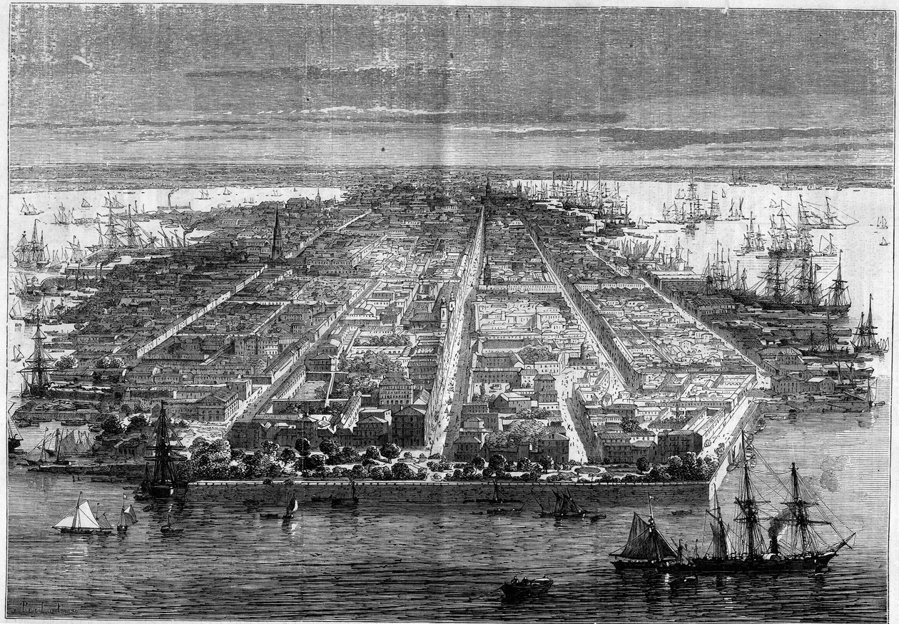 Városra néző Charleston, Dél-Karolina, Egyesült Államok alkotó: French School