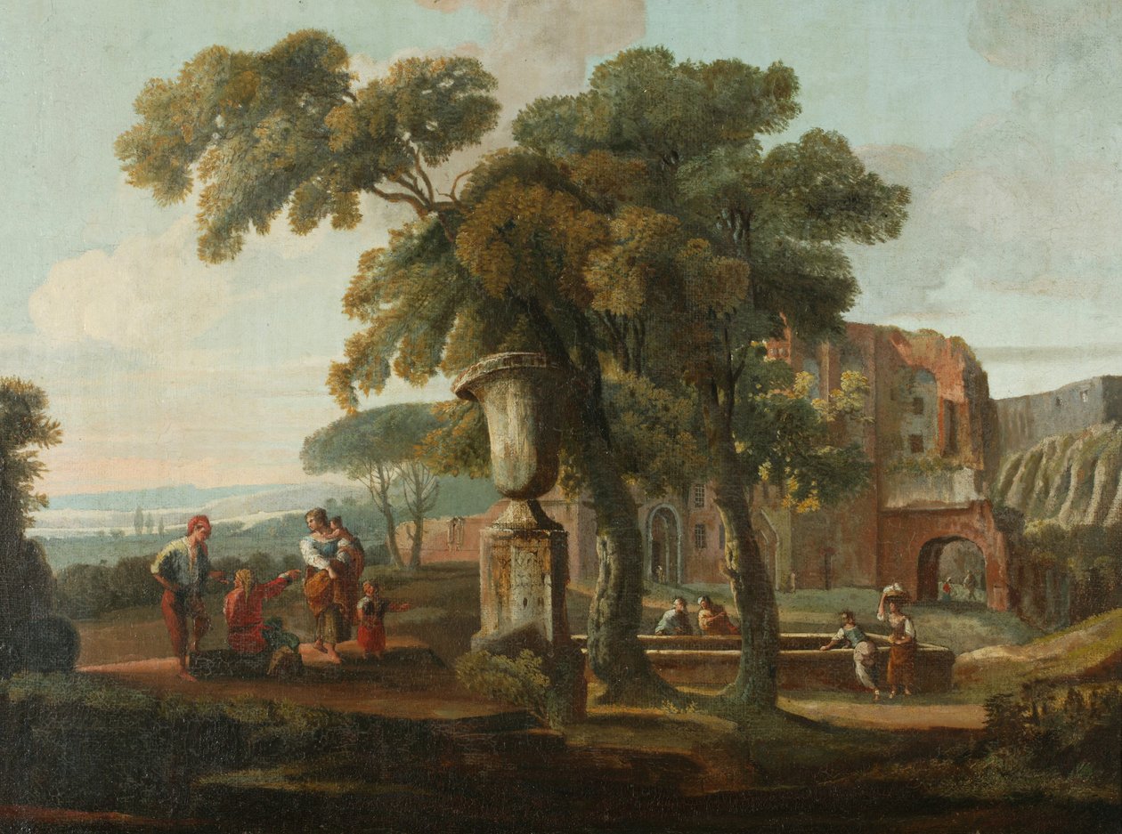 Classical landscape with urn, c.1700 (oil on canvas) alkotó: French School