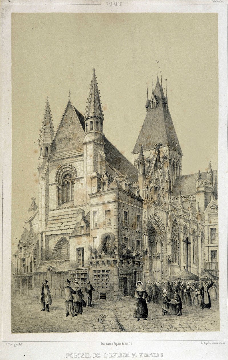 Szikla, a Szent Gervais-templom portálja (Saint Gervais) - litográfia alkotó: French School