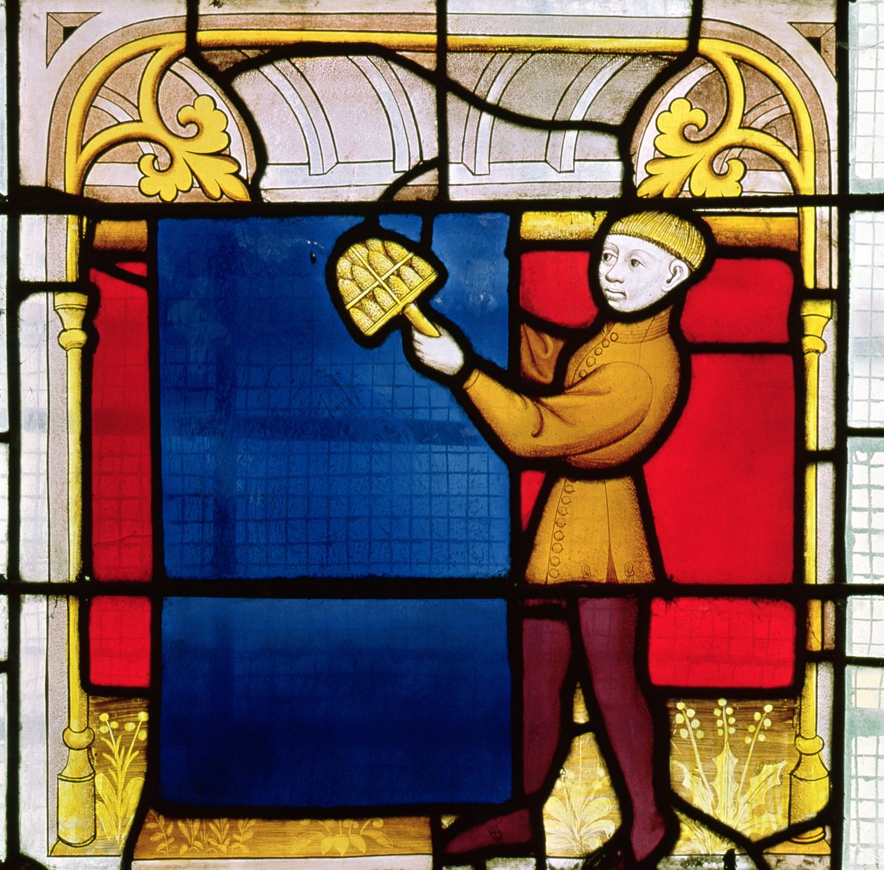 Ruhakereskedő ablaka (festett üveg) (155370 részlet) alkotó: French School