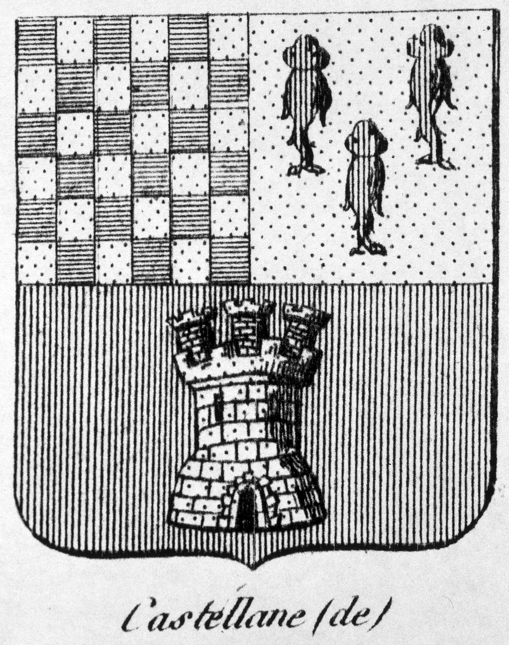 Castellane címere – Henry Simon „A Francia Birodalom általános fegyverzete” című könyvében alkotó: French School