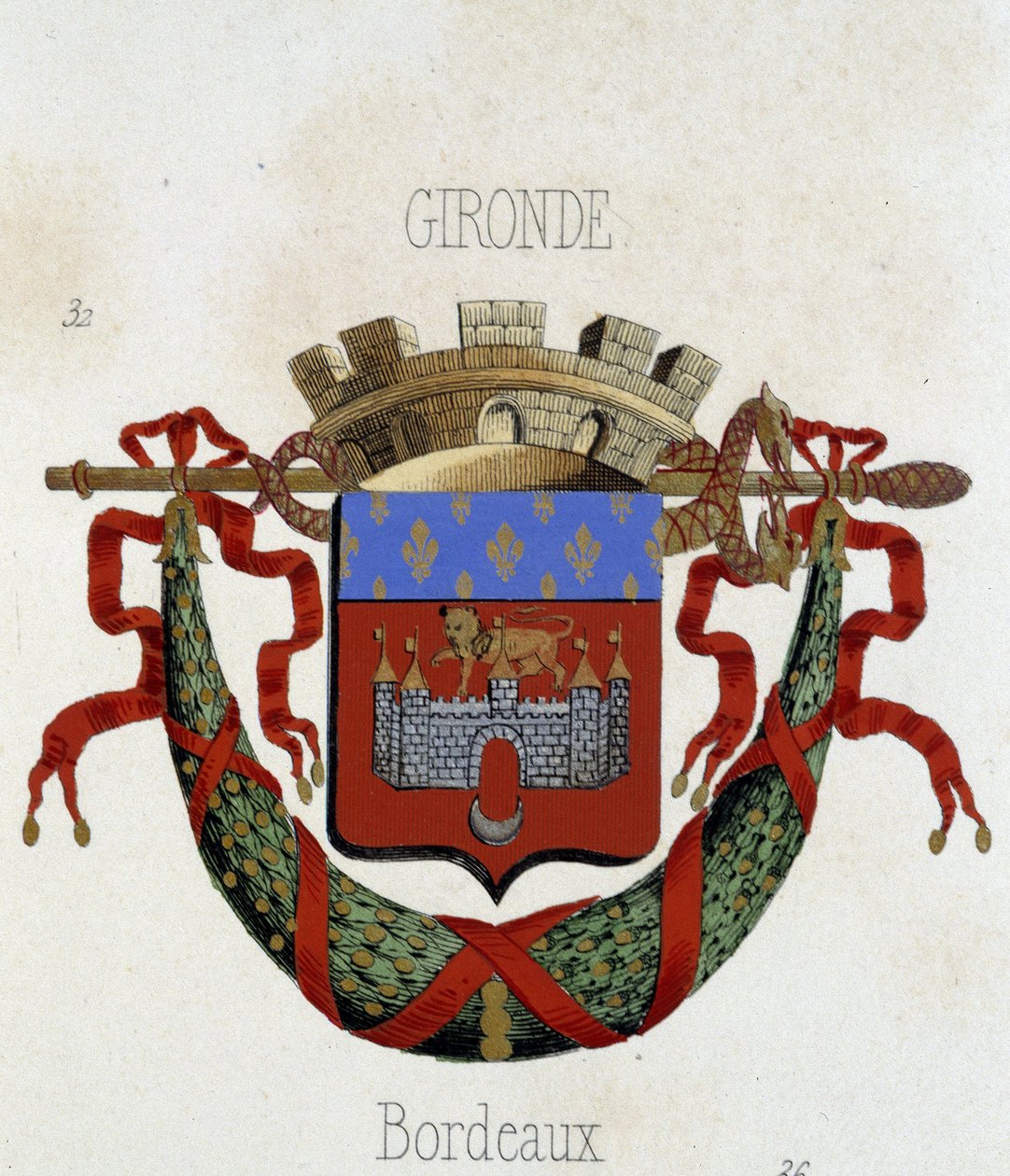 Bordeaux város címere – a „Franciaországi Armorial”-ban”, H. Traversier, Párizs alkotó: French School