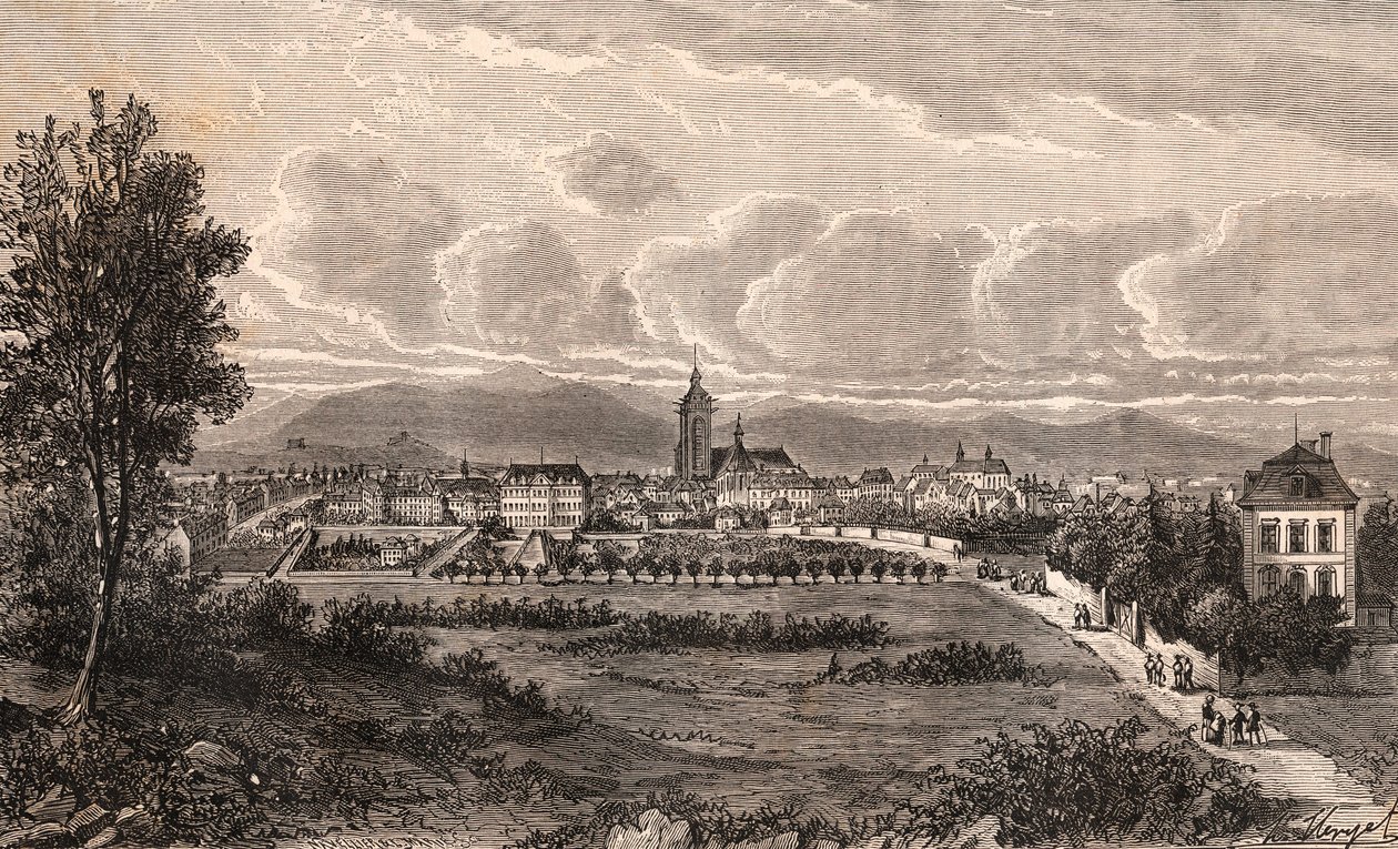Colmar - Haut-Rhin, Elzászban - V.A. Malt-Brown metszet a „La France illustrée: földrajz, történelem, statisztikai igazgatás”-ban. 1884 alkotó: French School