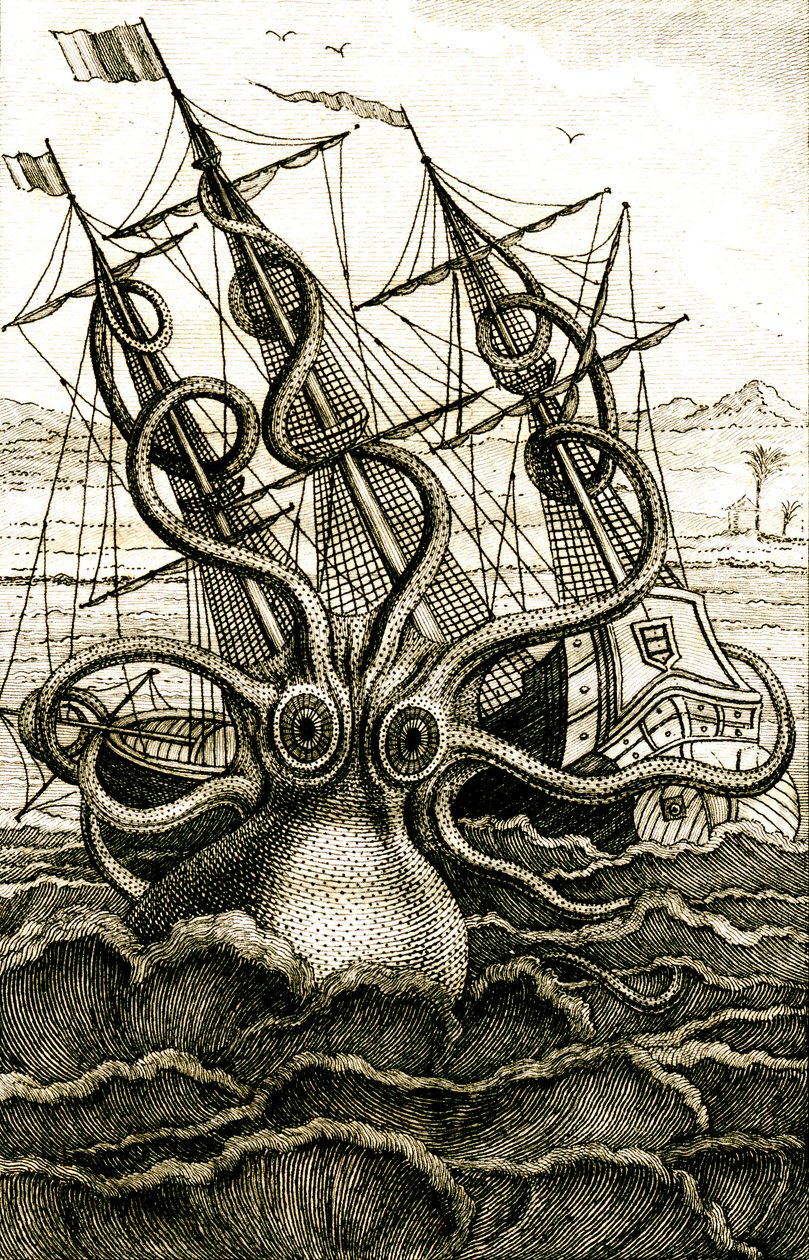 Kolosszális polip, 1802 körül (metszet) alkotó: French School