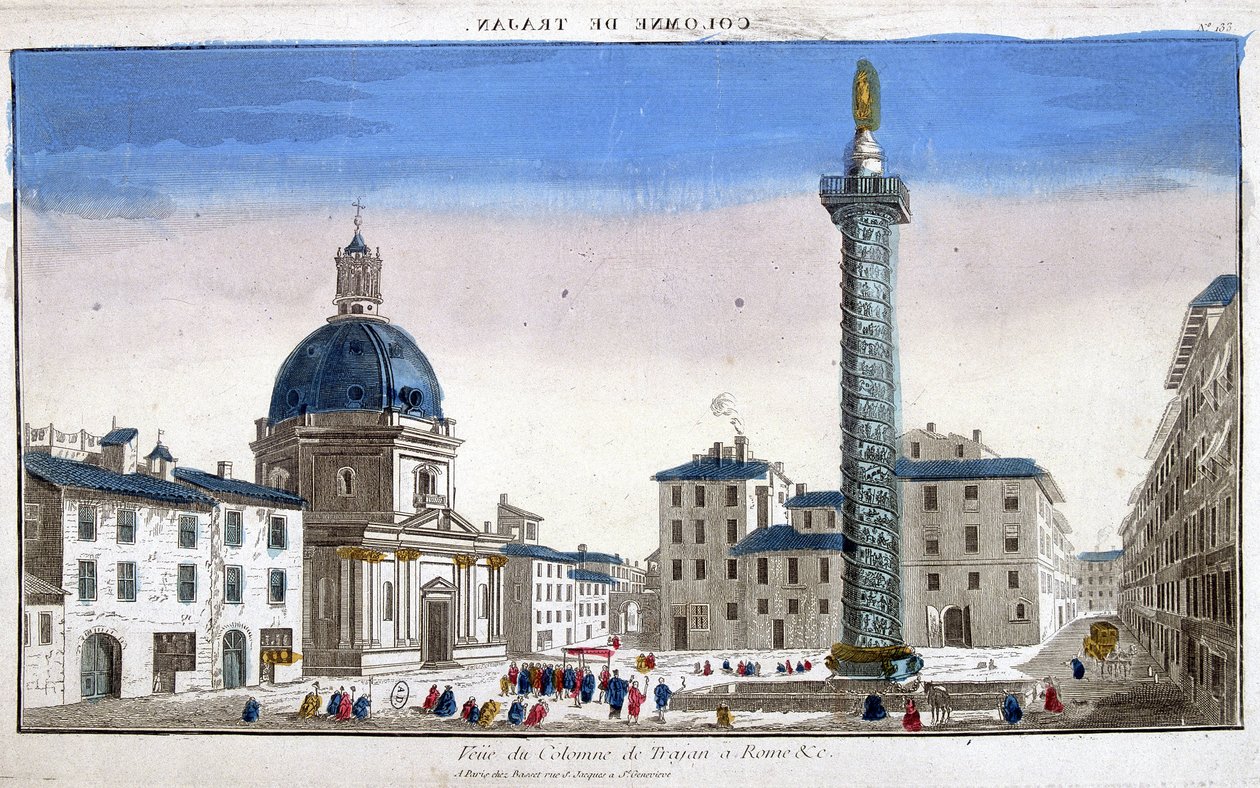 Traianus oszlopnézete (Trajane oszlop) (Colonna Traiana) Rómában - metszet alkotó: French School