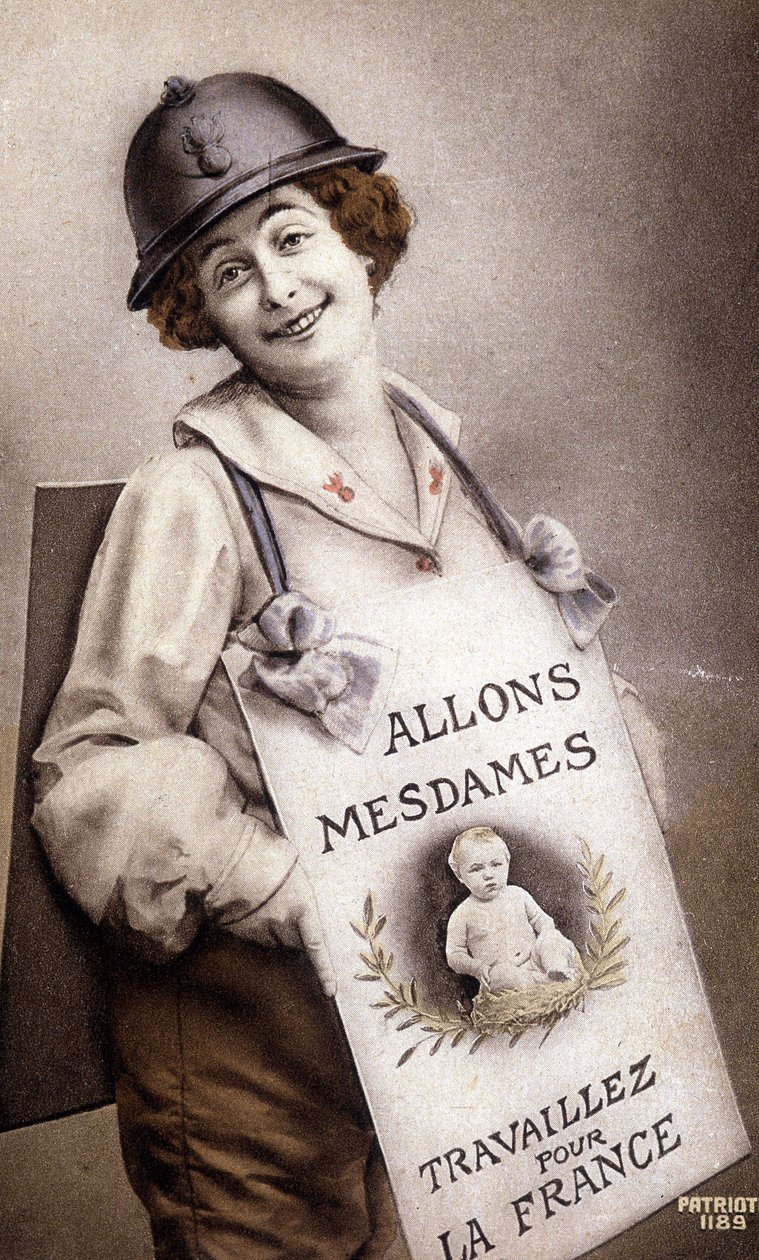 Come Ladies Work for France (születésre való felbujtás), képeslap, sd. 1918. v alkotó: French School