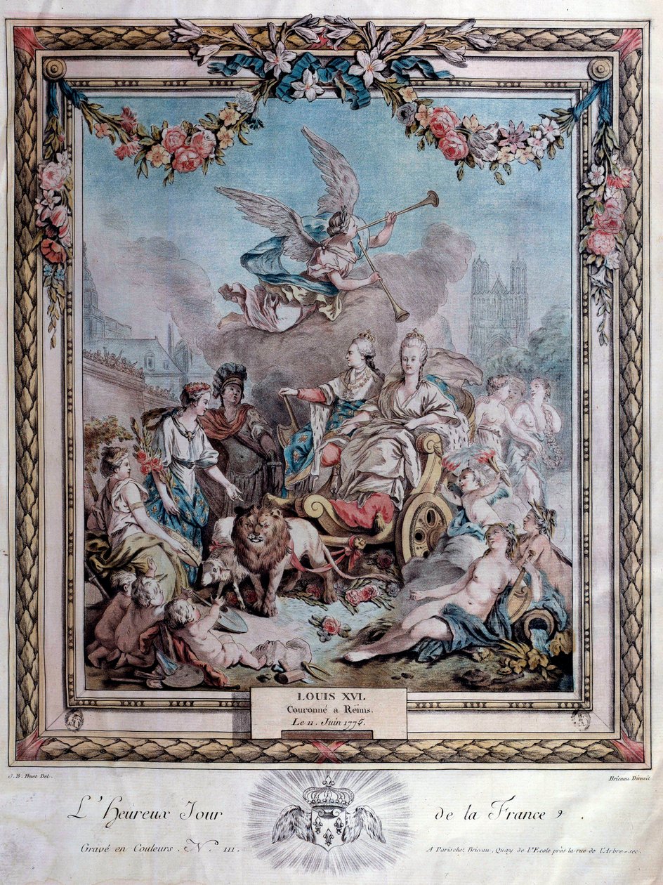 Lajos (1754-1793) megkoronázásának megemlékezése Reimsben 1775.11.06.-án. Metszés. Párizs. Az Arzenál könyvtára alkotó: French School