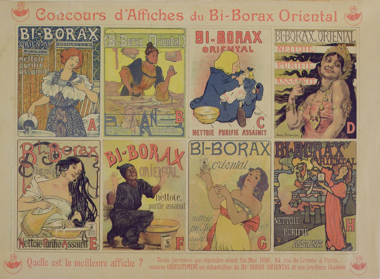 Verseny a francia Bi-Borax Oriental tisztítószert reklámozó legjobb plakátért, 1898 alkotó: French School