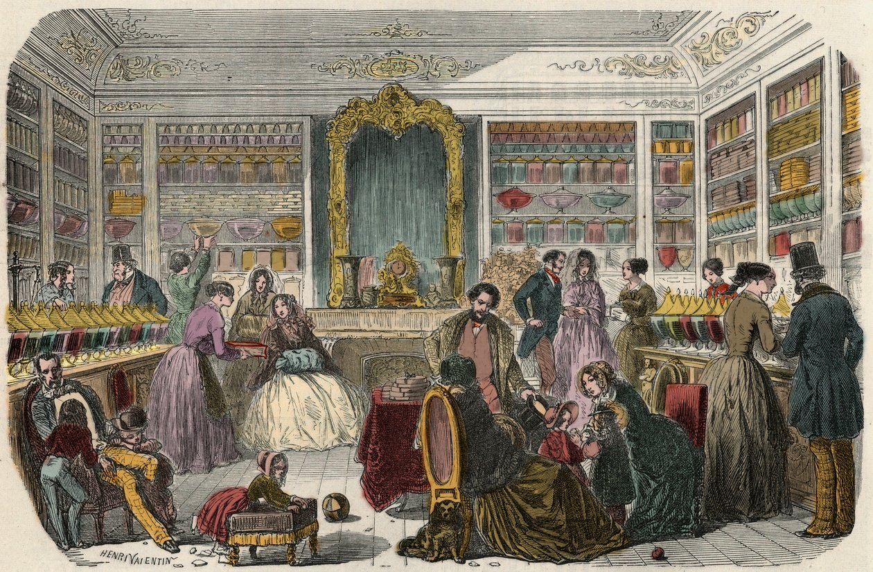 Cukrászda Párizsban a 19. században – Edmond Texier metszet a „Tableau-de-Paris”-ban, 1852 alkotó: French School