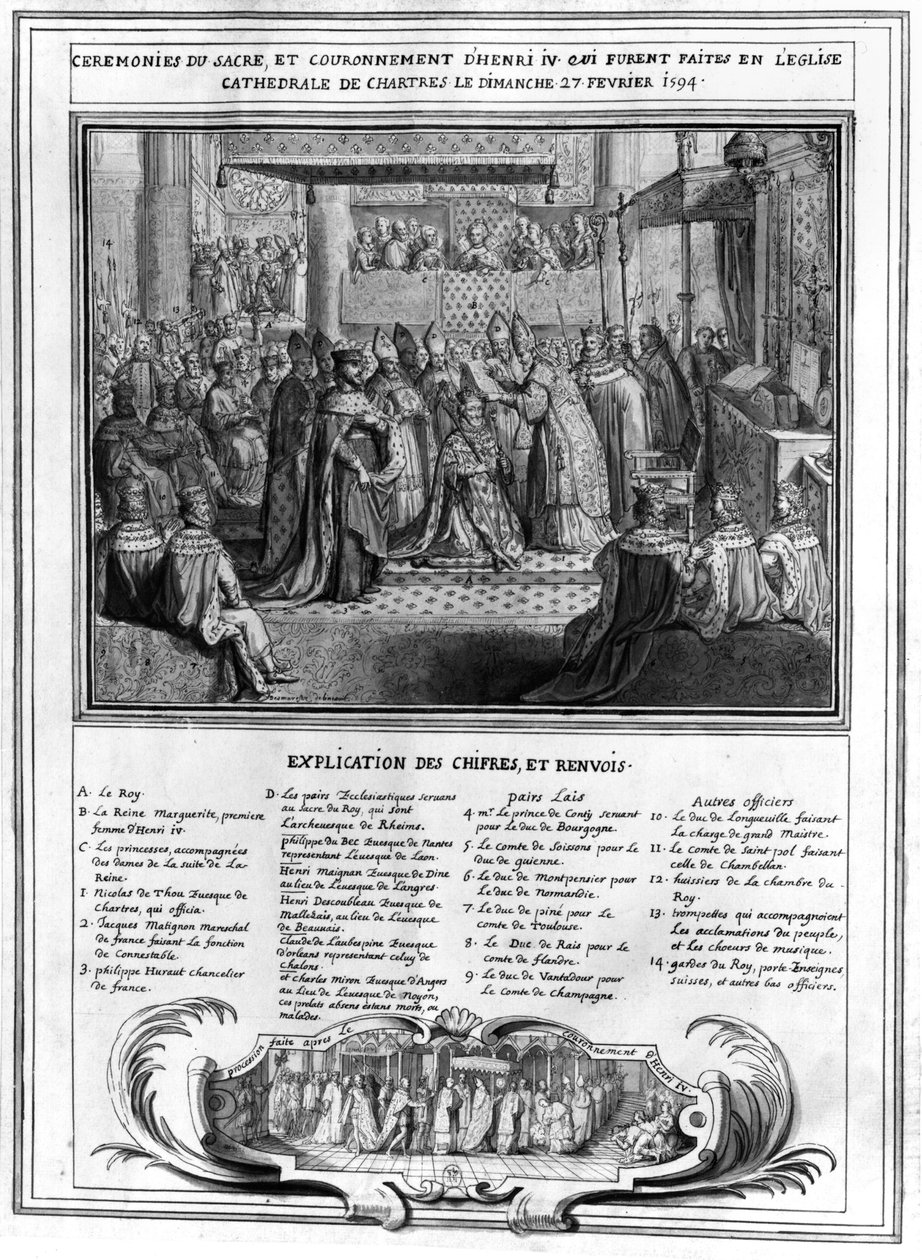 IV. Henrik (1553-1610) felszentelése és megkoronázása a Chartres-i székesegyházban 1594. január 27-én, 16. század végén alkotó: French School