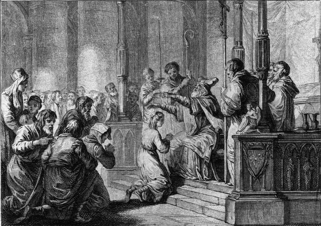Saint Genevieve felszentelése, 430 körül: Saint Germain, Auxerre eveque alkotó: French School