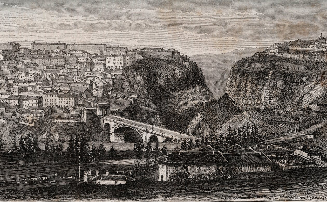 Constantine (Algéria) - metszet "" La France illustree: földrajz, történelem, statisztikai igazgatás"" V.A. Maláta-barna. 1884 alkotó: French School
