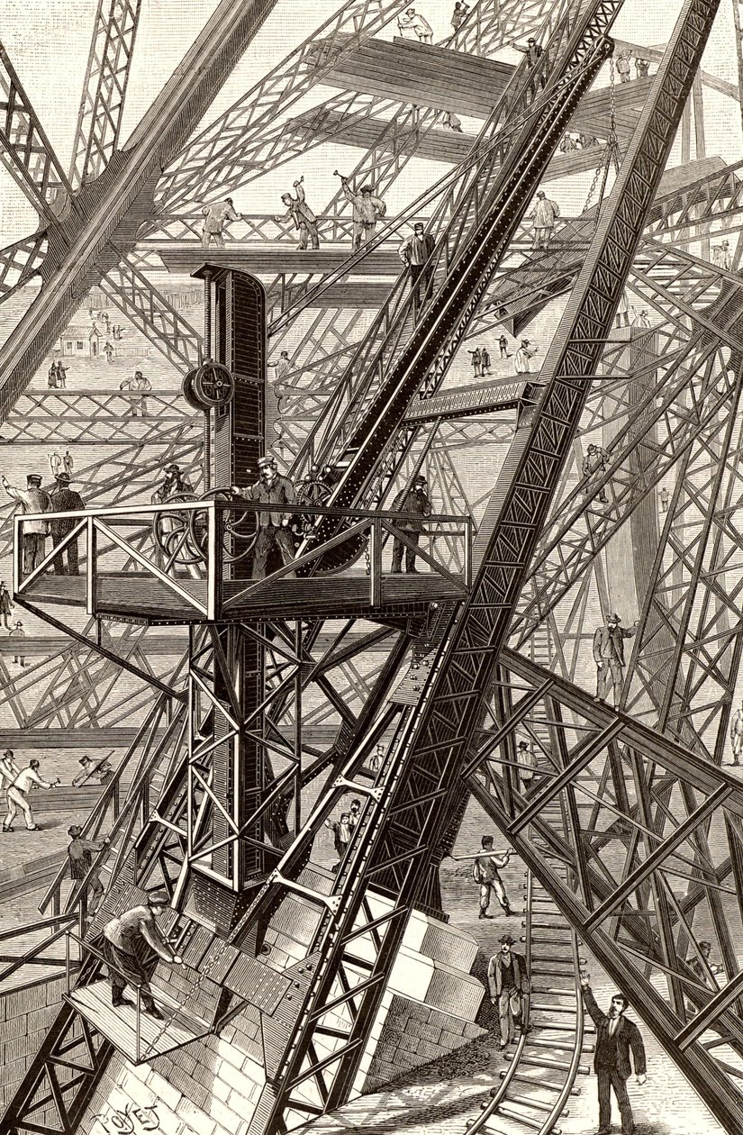 Az Eiffel-torony építése, Párizs alkotó: French School