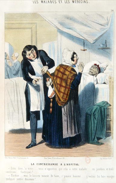 „Contraband in Hospital”, XIX. század közepe (színes litó) alkotó: French School