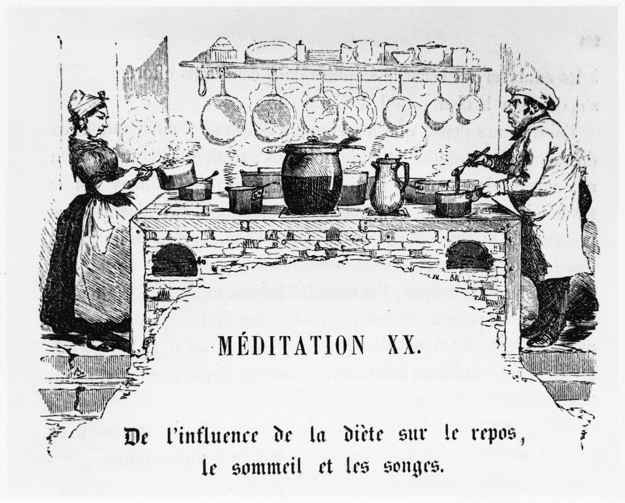Főzés, illusztráció a La Physiologie du Gout, ou Meditations de Gastronomie című művéből, Anthelme Brillat-Savarin (1755-1826) alkotó: French School