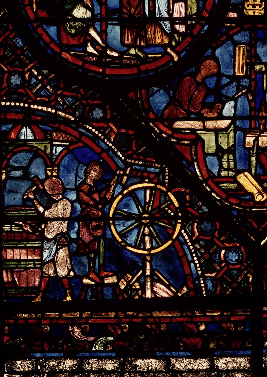 Coopers munka közben, részlet a St. Julian the Hospitaller élete ablakából az északi ambulánsban alkotó: French School