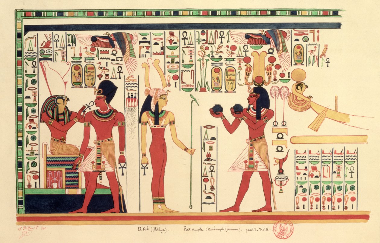 Az El Kab-i (Elethya) Amenophis III-templom freskójának másolata 1841 alkotó: French School