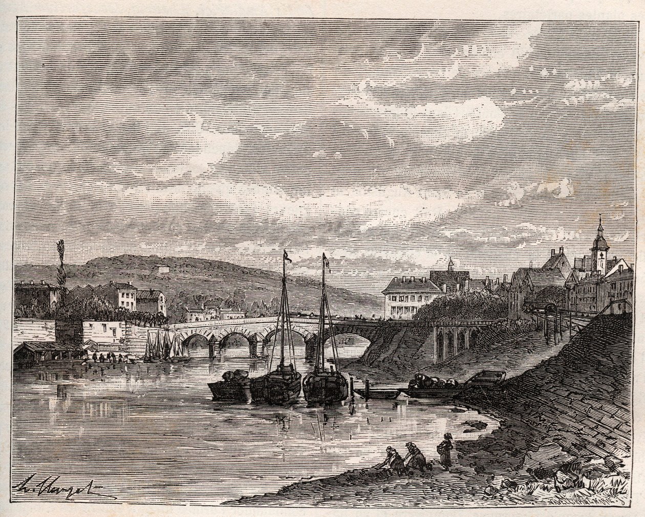 Corbeil Essonnes – V.A. Malt-Brown „La France illustrée: földrajz, történelem, statisztikai igazgatás” című metszete. 1884 alkotó: French School