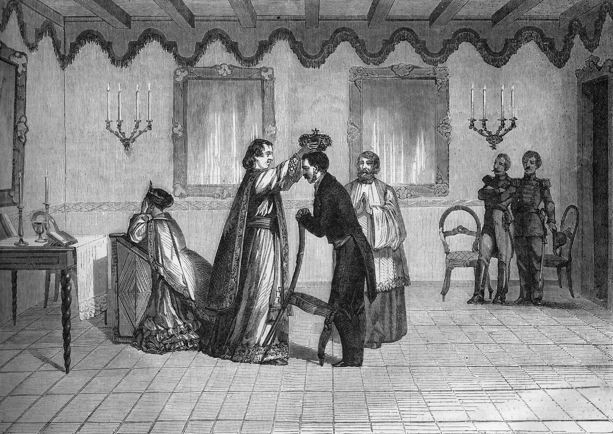 Radama madagaszkári király (1829-1863) megkoronázása Jouen francia katolikus pap által alkotó: French School