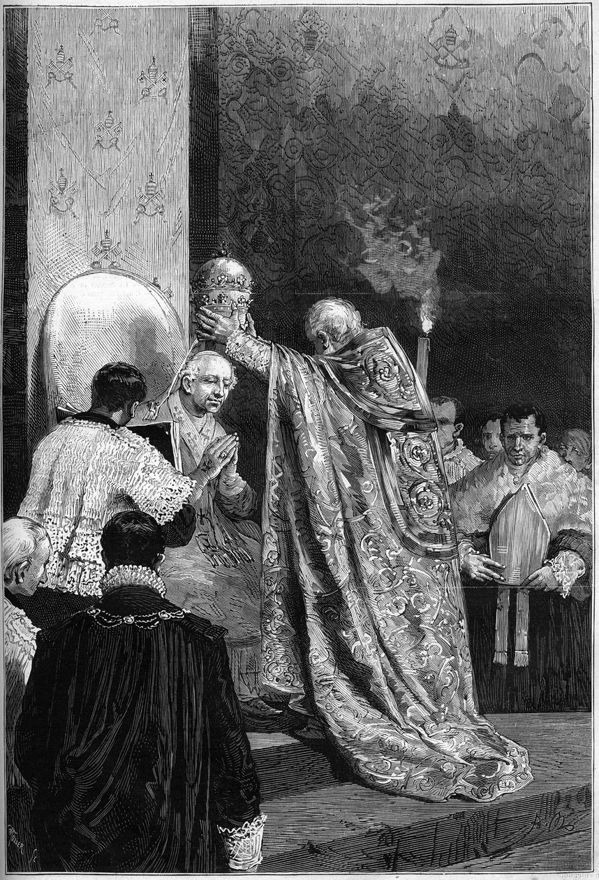 XIII. Leó pápa (1810-1903) megkoronázása a Sixtus-kápolnában alkotó: French School