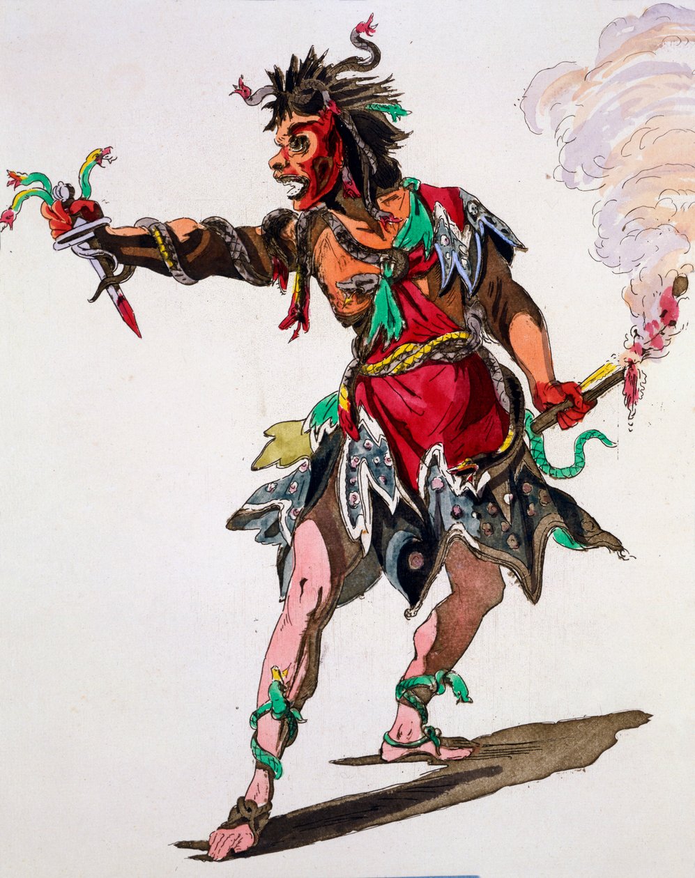 Jelmeztervezés A Fury számára (kézzel színezett gravírozás) alkotó: French School