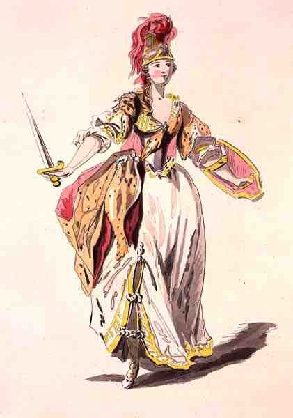 Minerva jelmezterve, a Menus Plaisirs gyűjteményből (színes litográfia) alkotó: French School